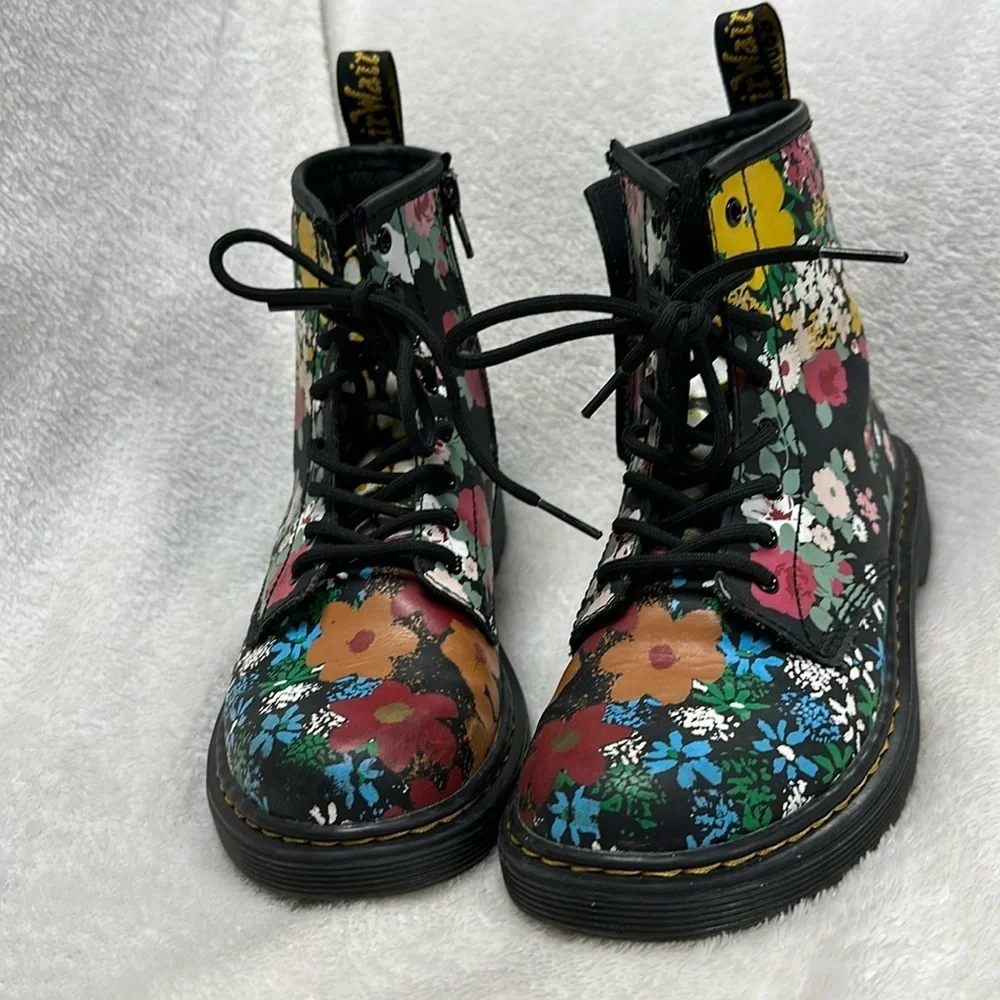 Dr.Martens YOUTH 1460 FLORAL MASH UP LEATHER LACE UP BOOTS US 3